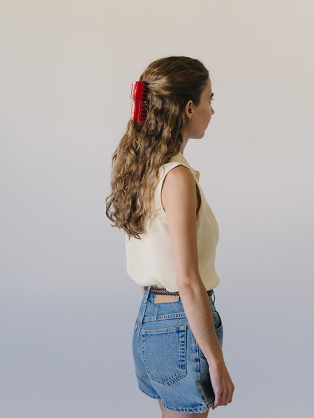 Jane Cherry Hair Claw Set - 5 small cherry red