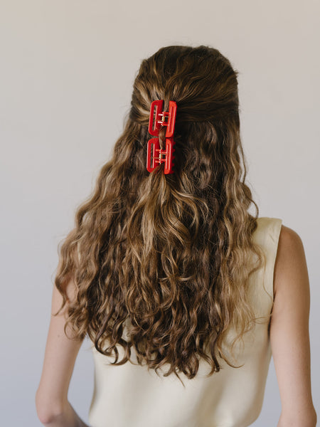 Jane Cherry Hair Claw Set - 5 small cherry red