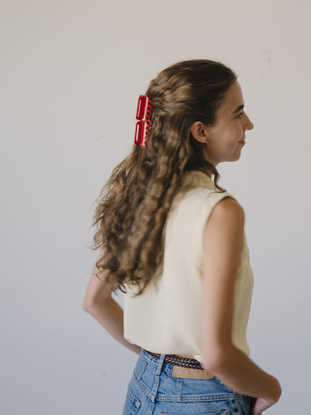 Jane Cherry Hair Claw Set - 5 small cherry red