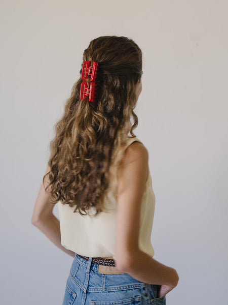 Jane Cherry Hair Claw Set - 5 small cherry red