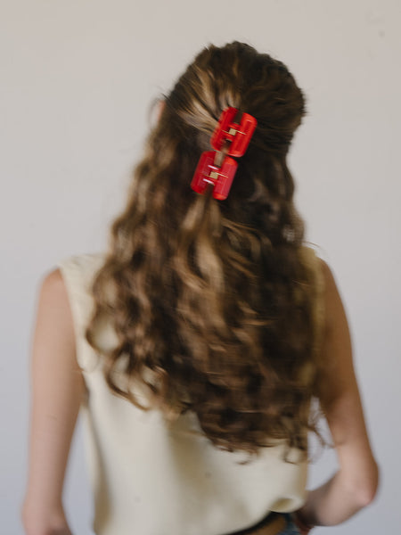 Jane Cherry Hair Claw Set - 5 small cherry red