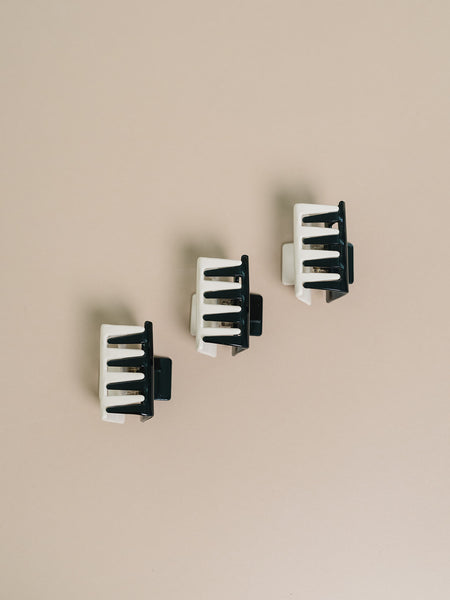 Two Tone Hair Claw - Black - Set of 3