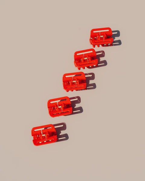 Jane Cherry Hair Claw Set - 5 small cherry red