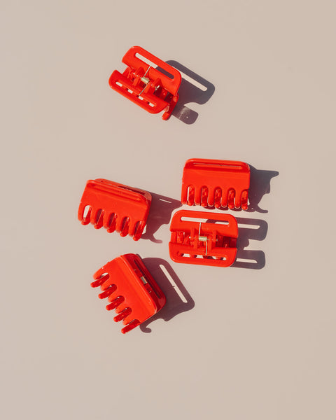 Jane Cherry Hair Claw Set - 5 small cherry red
