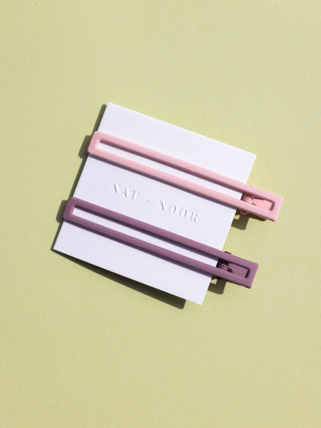purple and pink metal hair clips set