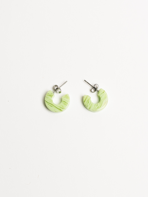 bright green small hoop earrings
