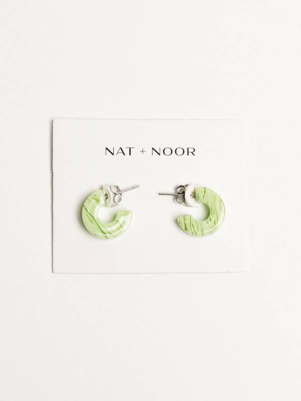 small green hoop earrings for women