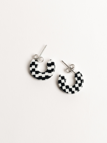 small checkered hoop earrings