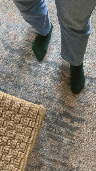 thin dark green socks